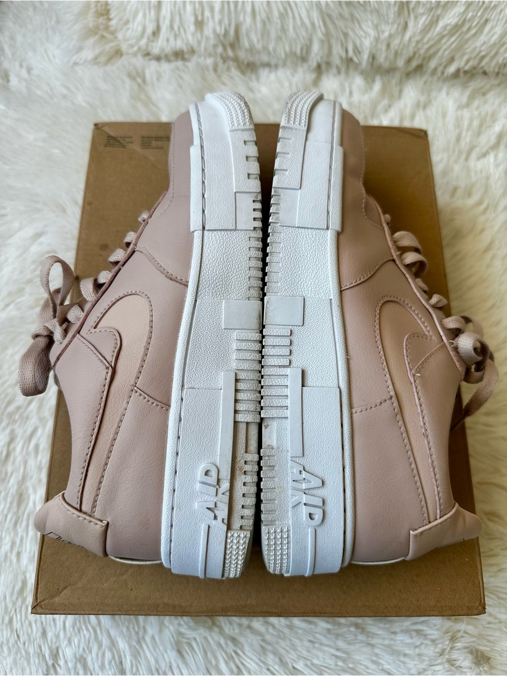 Nike Air Force 1 Pixel Particle Beige White Leather Platform Sneakers Size 8.5 - Picture 3 of 7